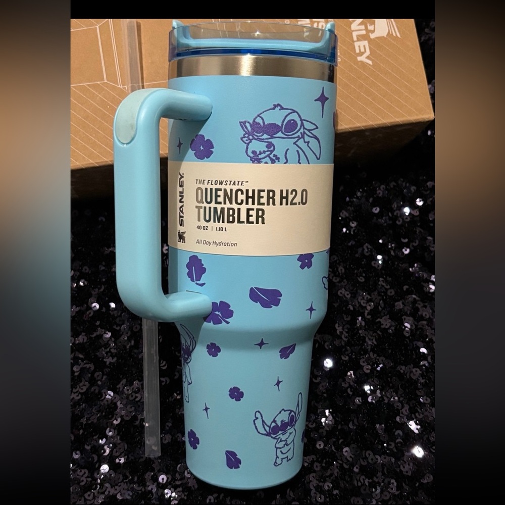 Stanley Blue and White Kids Tumbler with Stitch Charm - Picture 7 of 7